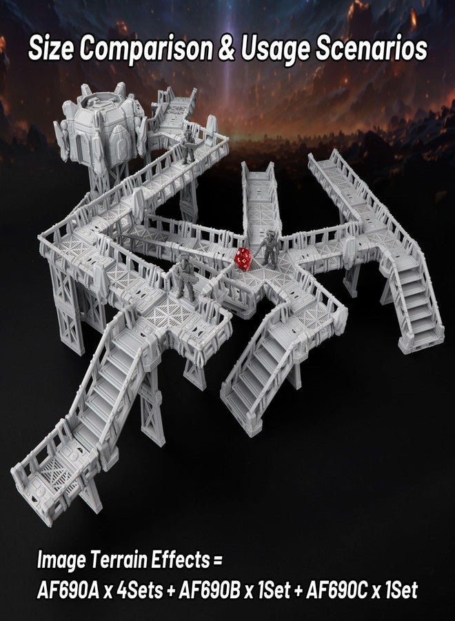 AUSPDICE AF690B Sci-Fi Walkways Extension Pack for DND & RPG | Modular Terrain Set, Dungeon Walls, TTRPG Map Props, Dungeons and Dragons Accessories, Wargame Buildings, and Terrain for Tabletop Roleplay - Image 4